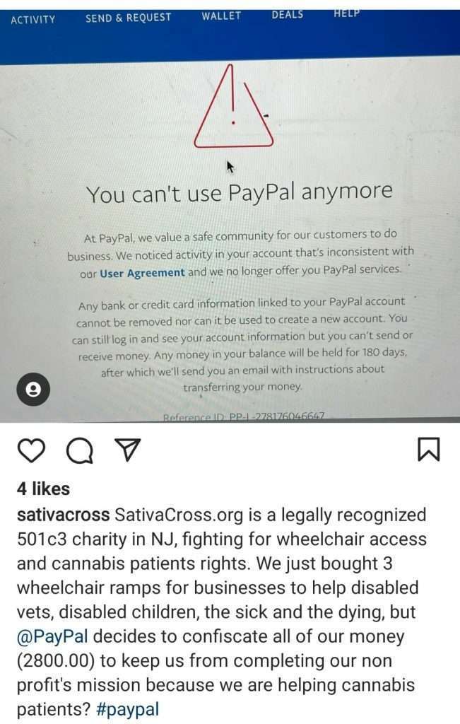PayPal No  Sativa Cross Cannabis Prohibition