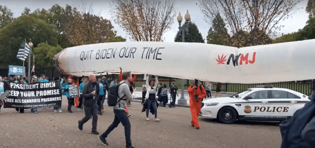 A cannabis protest was held outside the White House to urge President Joe Biden to do more on cannabis reform
