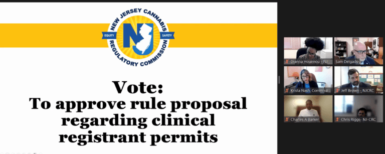 NJCRC OKs 7 NJ Dispensary Licenses & Clinical Registrant Process at a virtual meeting pictured here