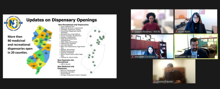 New Jersey cannabis dispensaries NJCRC cannabis consumption lounge rules discussed at meeting
