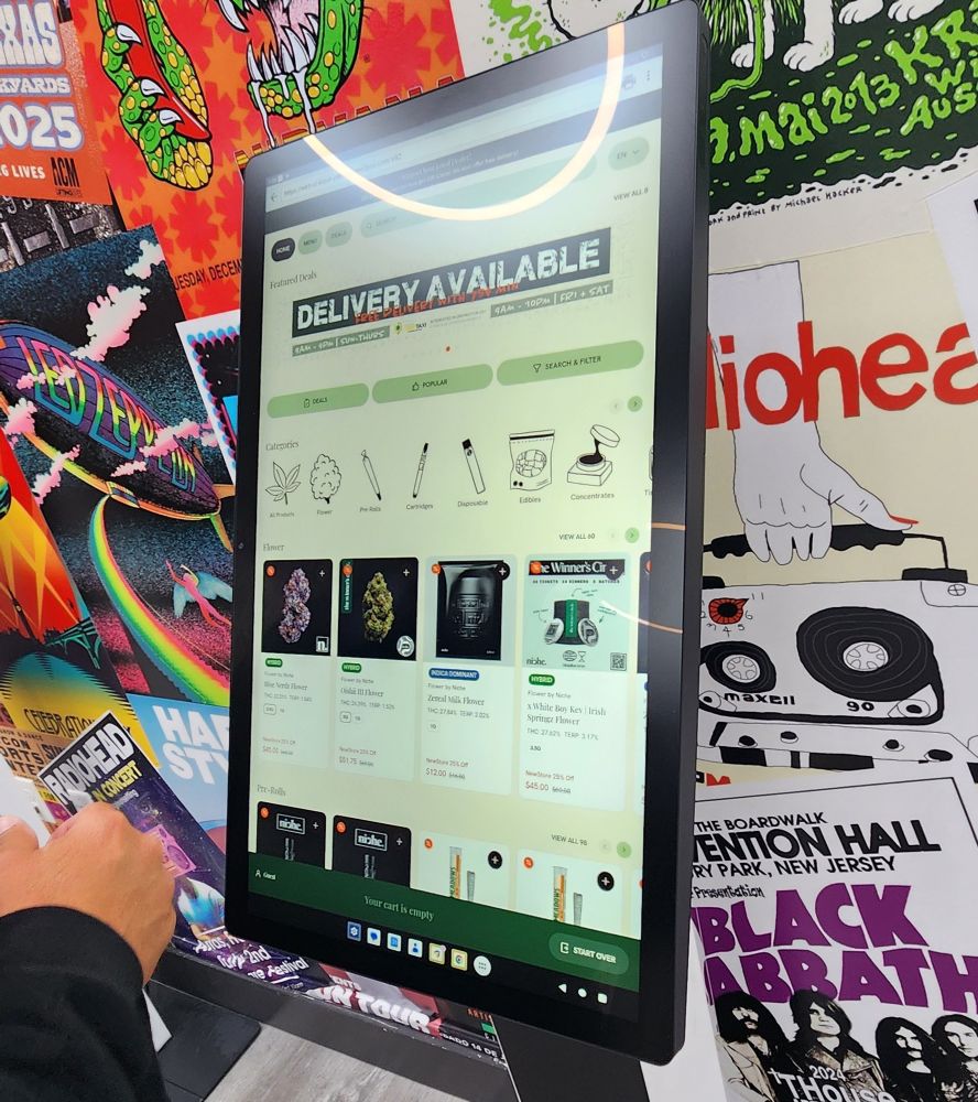 Authorized Dealer dispensary kiosk with Niche NJ cannabis flower product