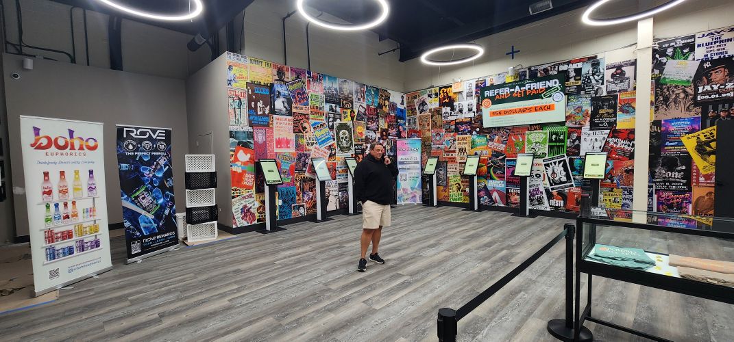 Authorized Dealer Dispensary in North Bergen colorful music wall