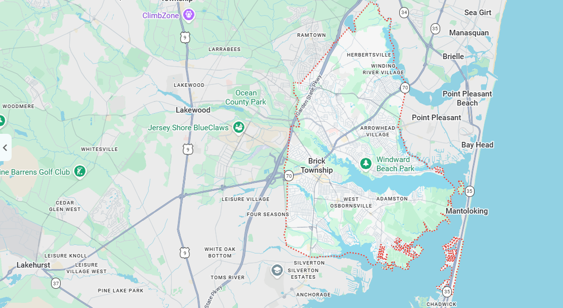 Brick Township map where a dispensary could be located
